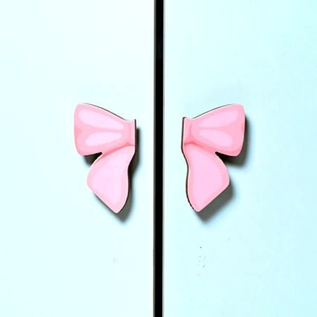 Handcrafted Acacia Wood Pink Bow Handle Pair